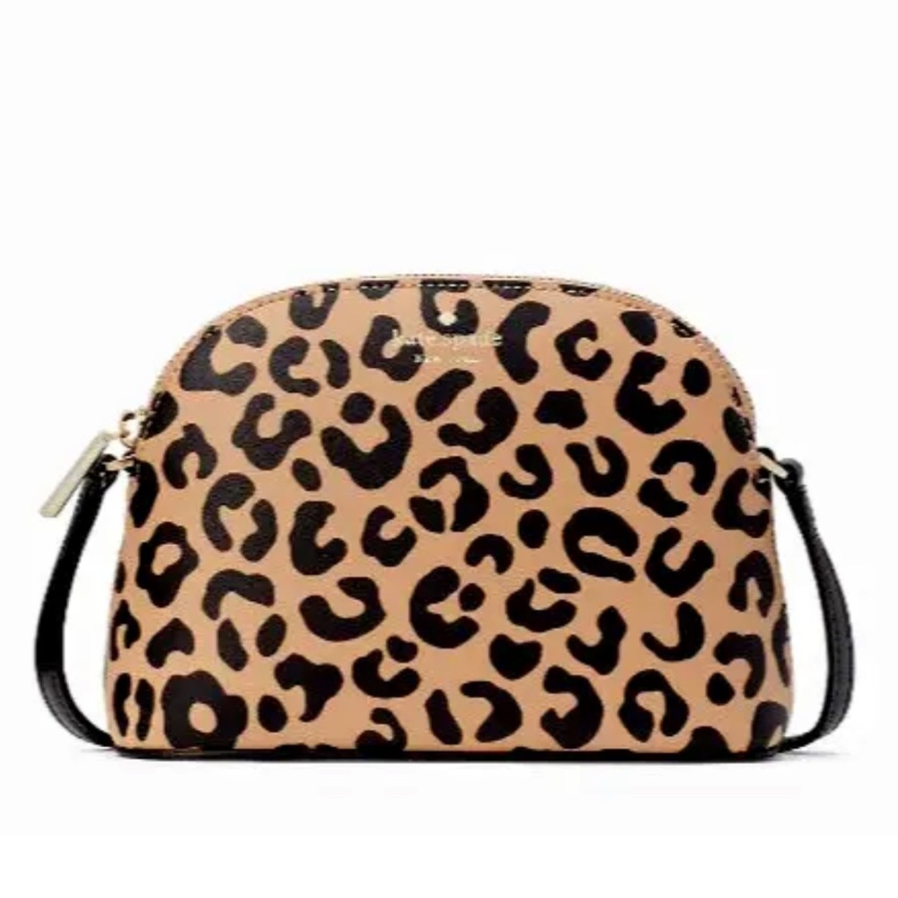 New Kate Spade Kali Small Dome Crossbody Leopard print Neutral Multi